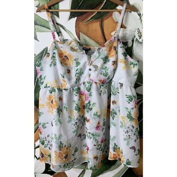 Torrid Size 3 US 3X Chiffon Floral Tank Blouse Adjustable Strap - Picture 1 of 6